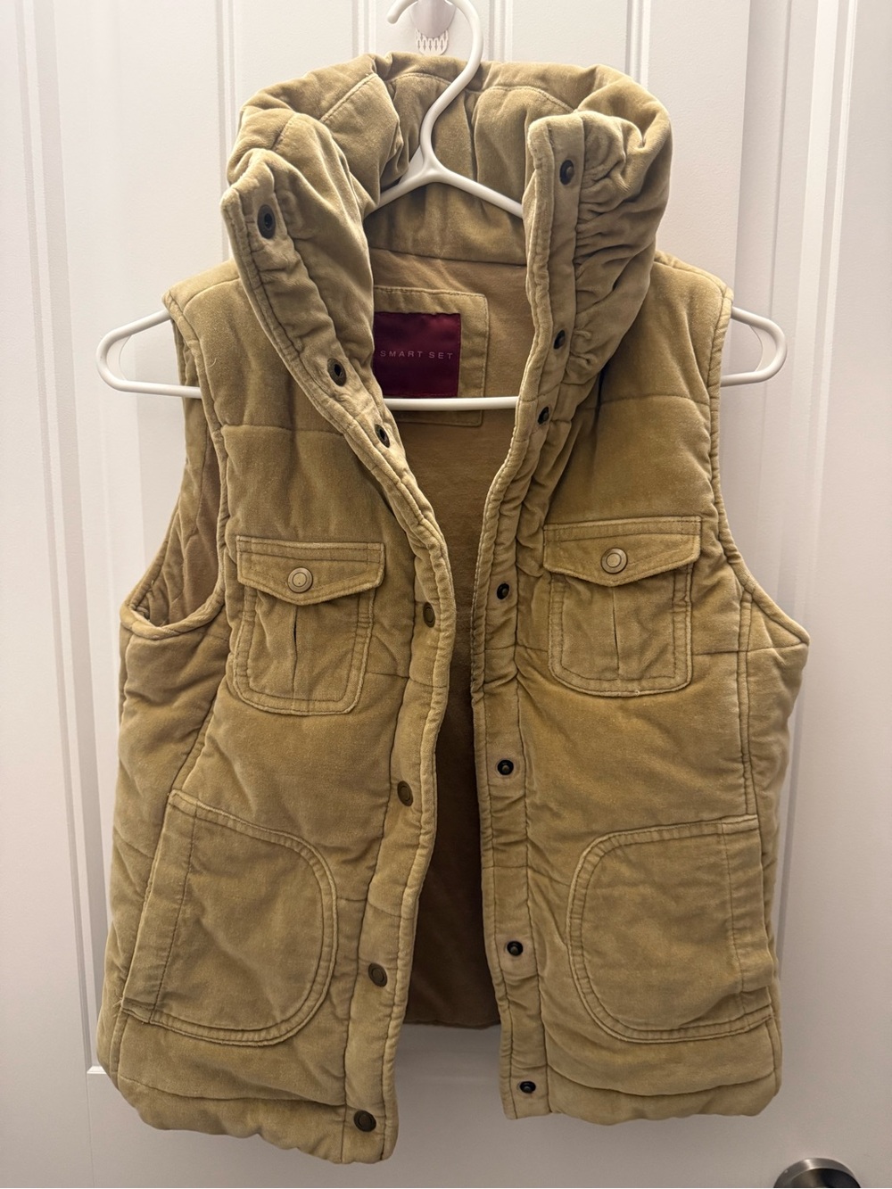 Smart Set XS Size Quilted Hooded Vest - Tan